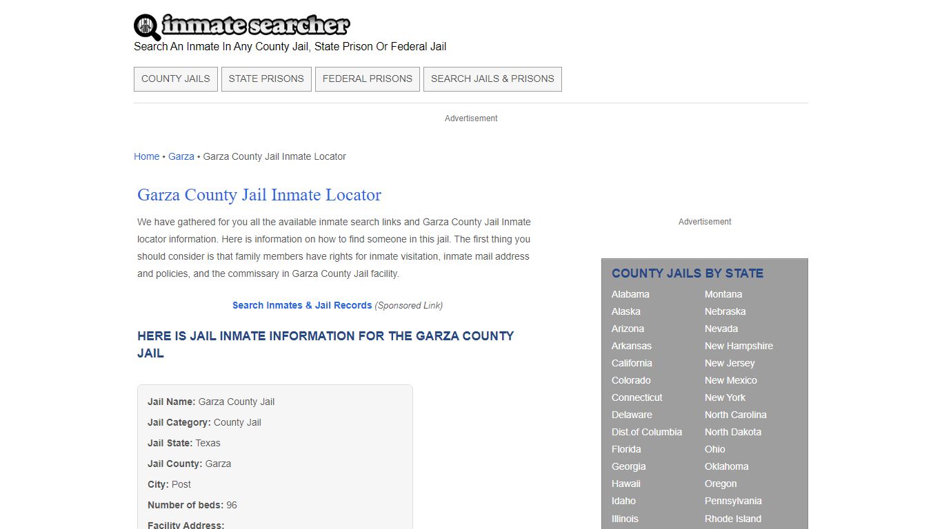 Garza County Jail Inmate Locator - Inmate Searcher